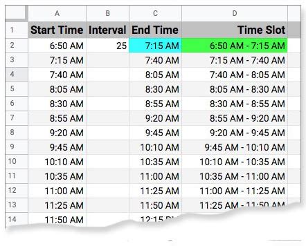 example of suggested time slot of a game show